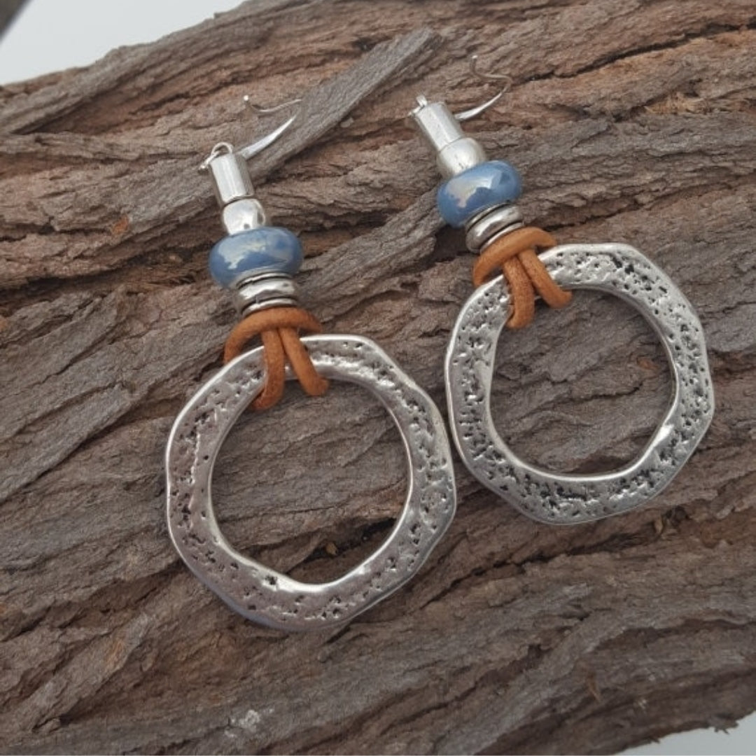 Trendy Boho Silver Circle Earrings