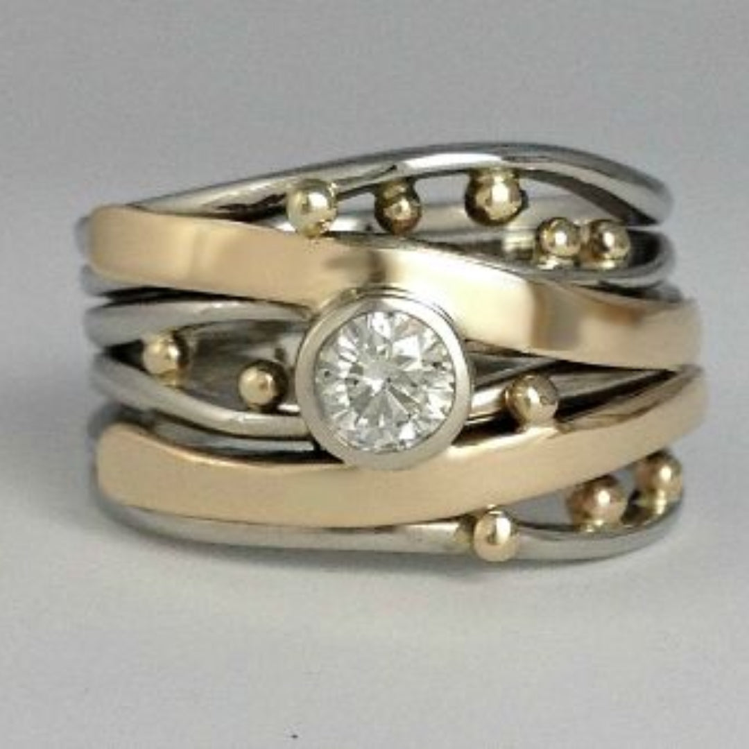 Trendy Gold Inlaid Zirconia Ring