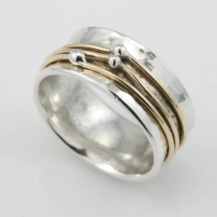 Modern Gold Layered Silver Ring
