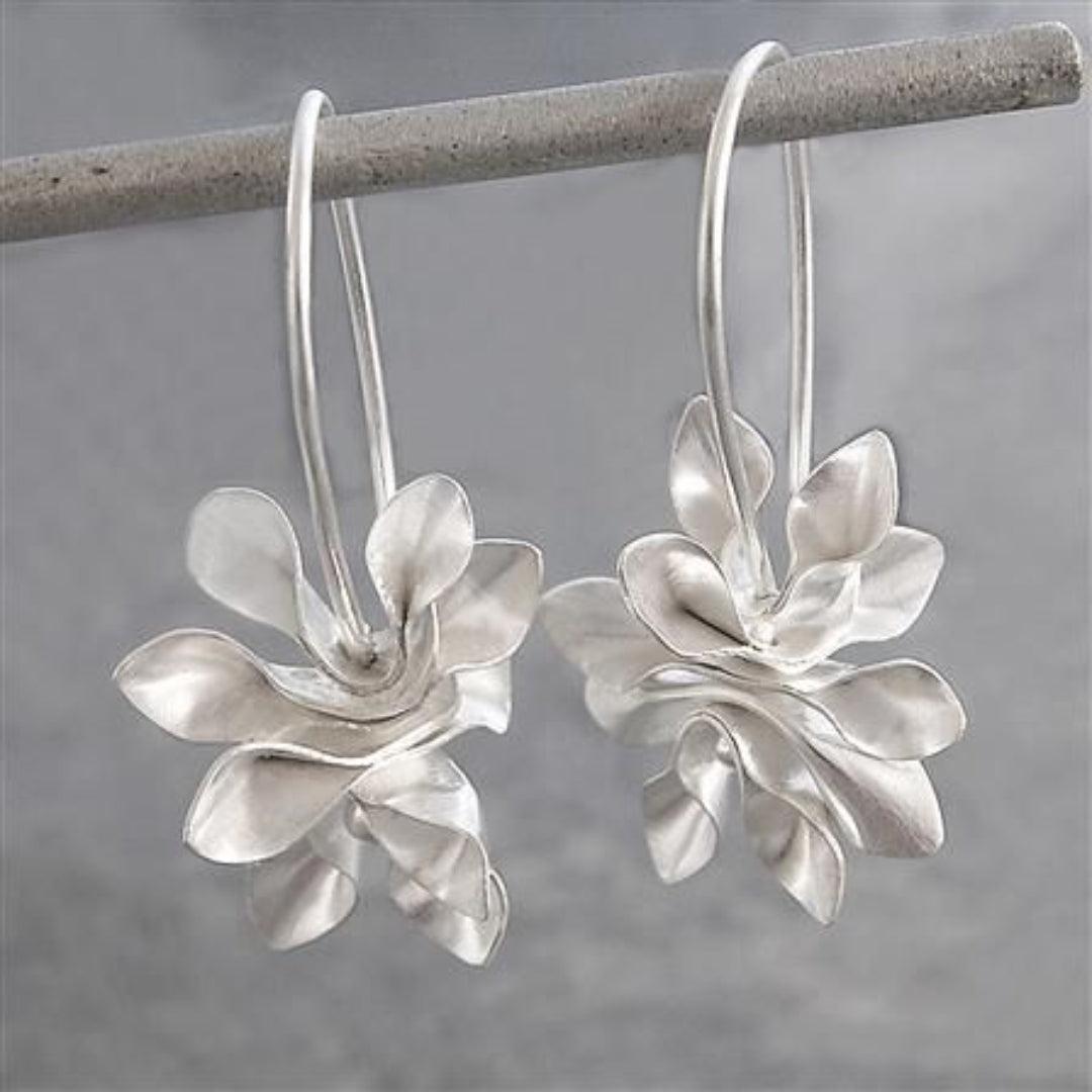 Minimalist Irregular Blossom Silver Earrings