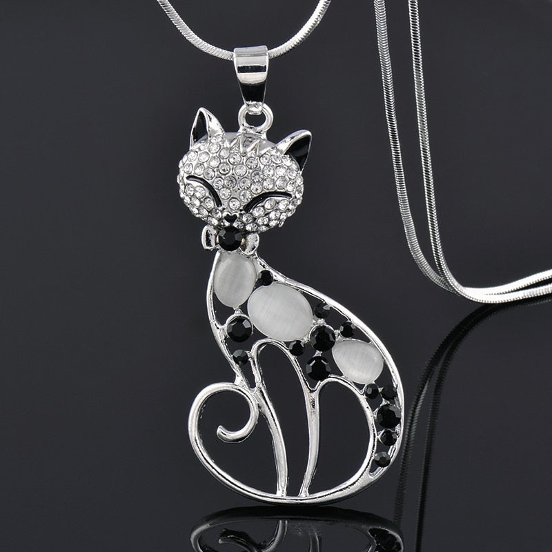 Cats of Love Necklace in Zirconia Encrusted