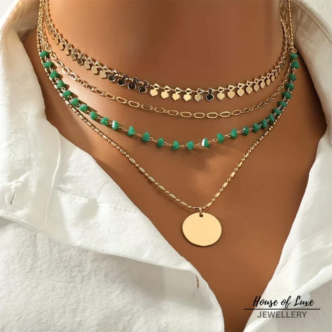 Layered Golden & Turquoise Necklace