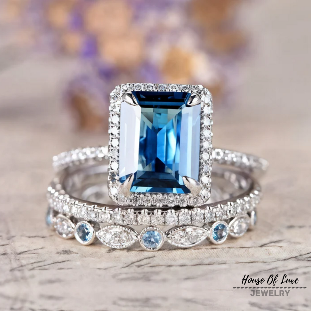 Stylish Silver Turquoise Ring Set