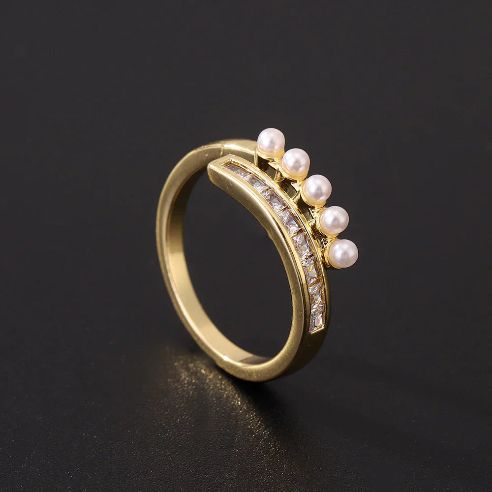 Timeless Open Zirconia & Pearl Ring