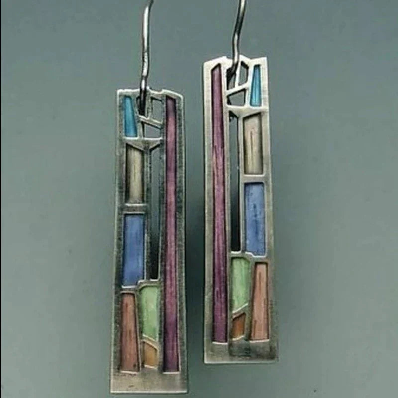Elegant Colorful Silver Earrings