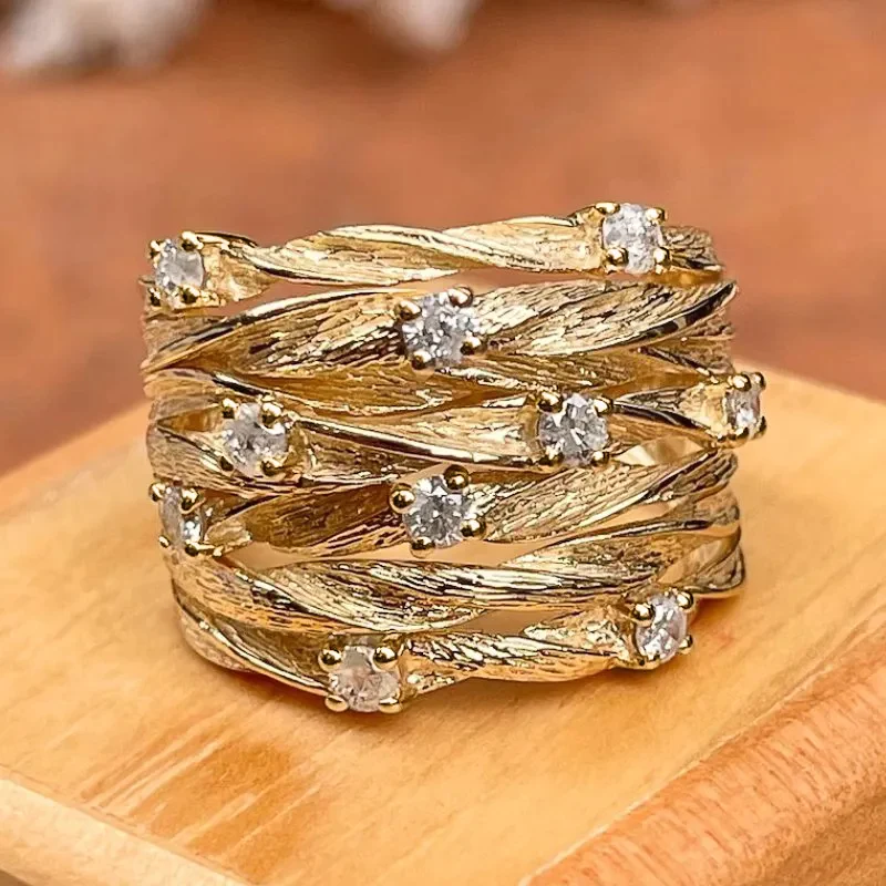 Classic Golden Zirconia Ring