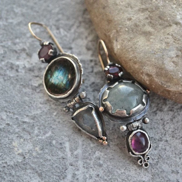 Modern Green Stone Earrings