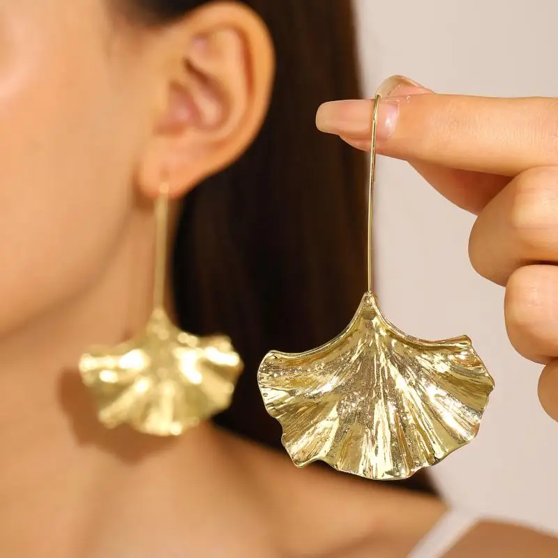 Sleek Golden Petal Earrings