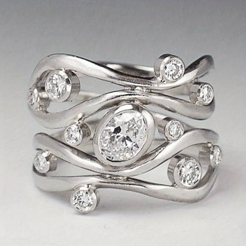 Timeless Silver & Zirconia Irregular Ring