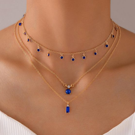 Elegant Golden Blue Necklace