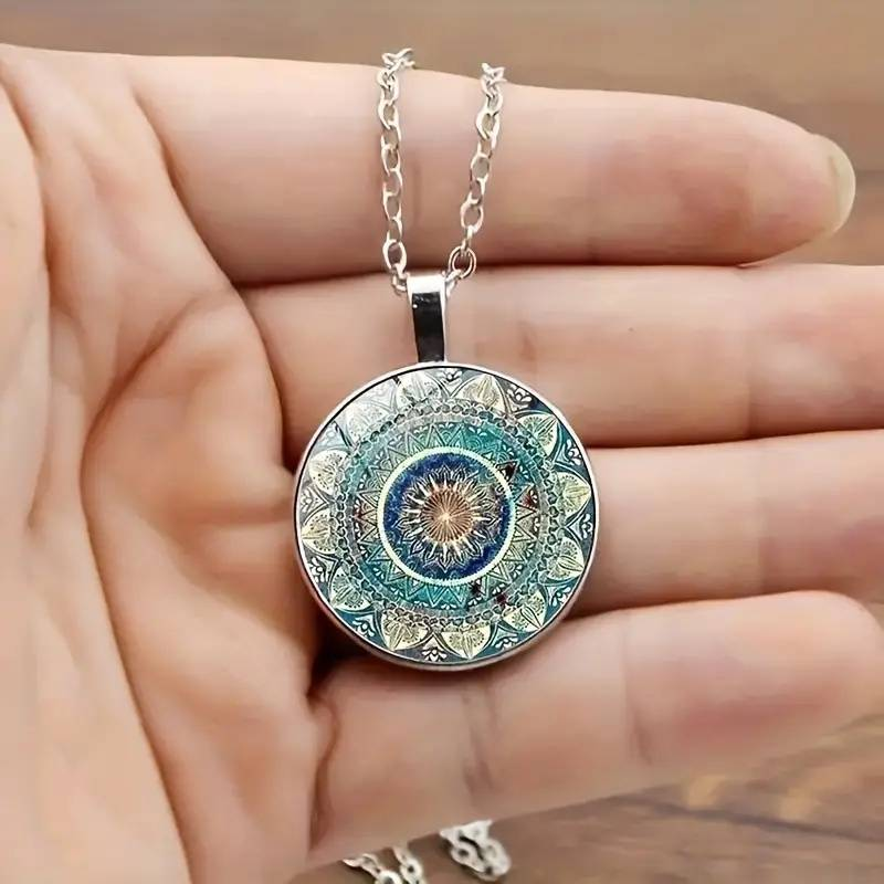 Classic Rounded Blue Mandala Necklace