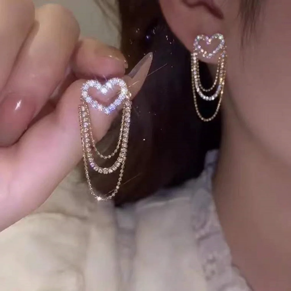 Classic Bright Dangling Heart Earrings