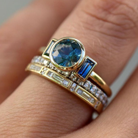 Trendy Blue Elegant Ring Set