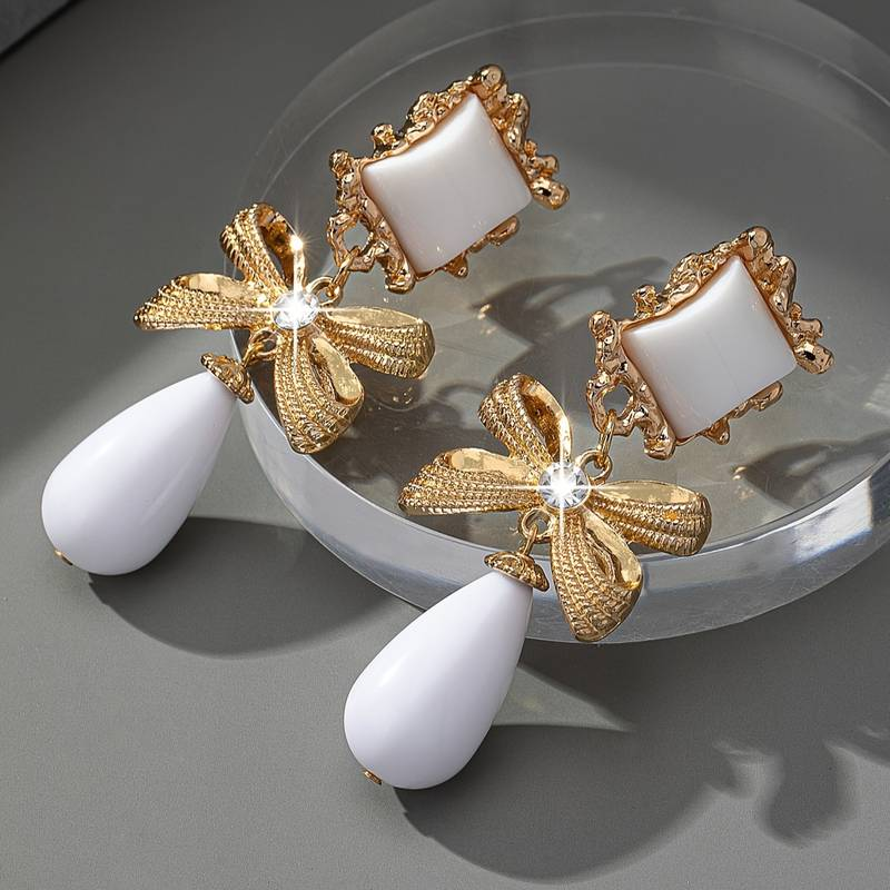 Classic White & Gold Earrings