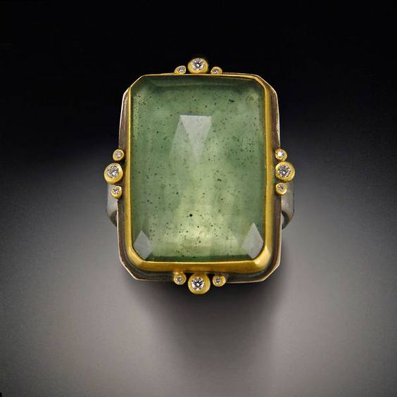 Timeless Green Glass Gold Ring