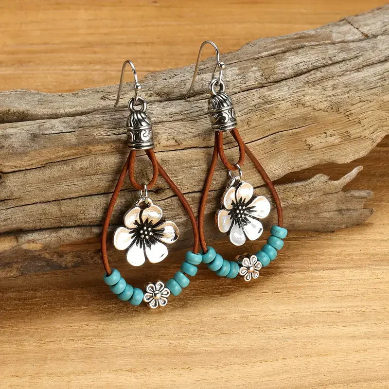 Classic Floral Leather Earrings