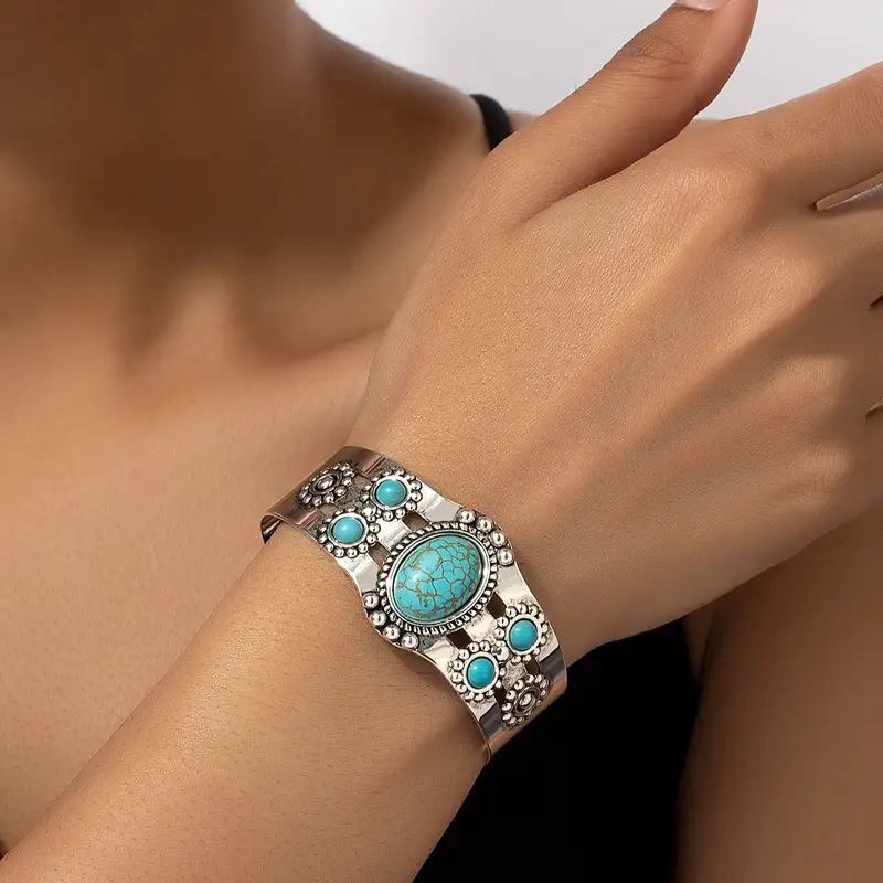 Sleek Blue Opal Silver Bracelet