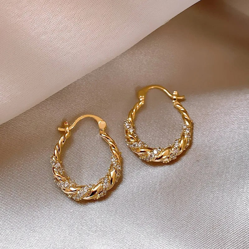 Gold Timeless Braided Sparkle Earrings