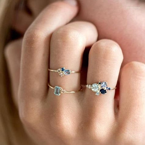 Classic Blue Glass Ring Set