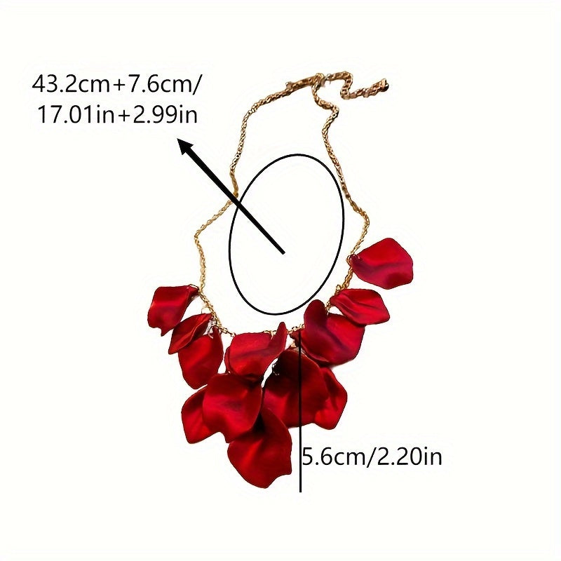 Trendy Elegant Floral Petal Tassel Necklace