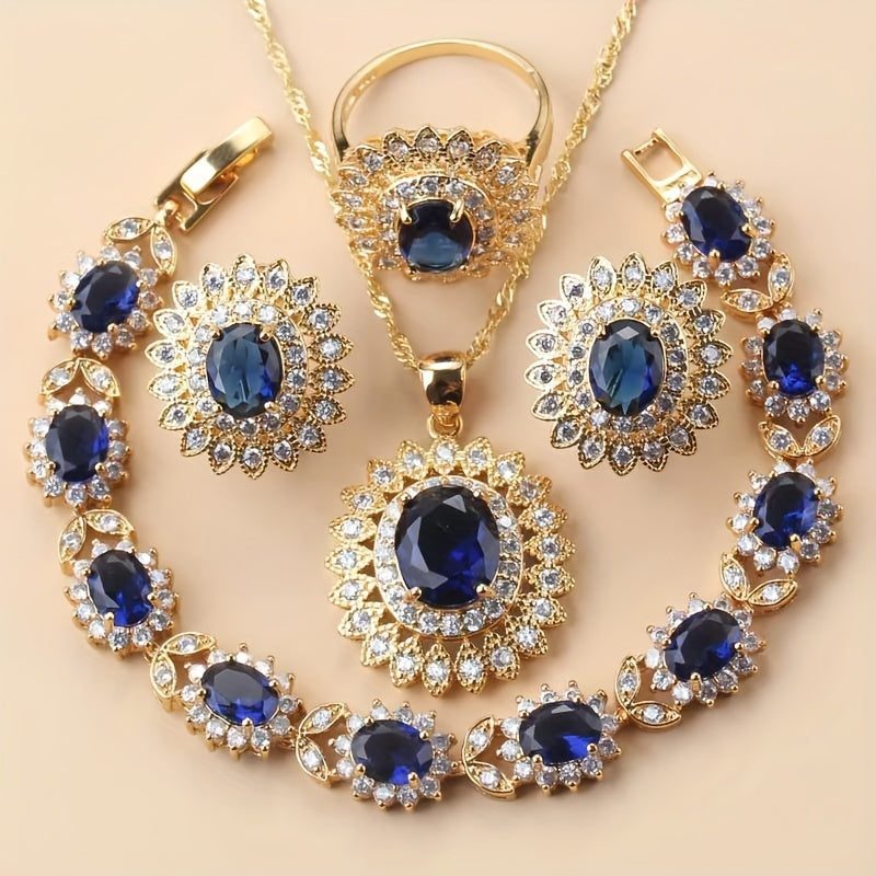 Sunflower Elegance 5pcs Wedding Jewelry Set