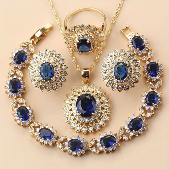 Sunflower Elegance 5pcs Wedding Jewelry Set