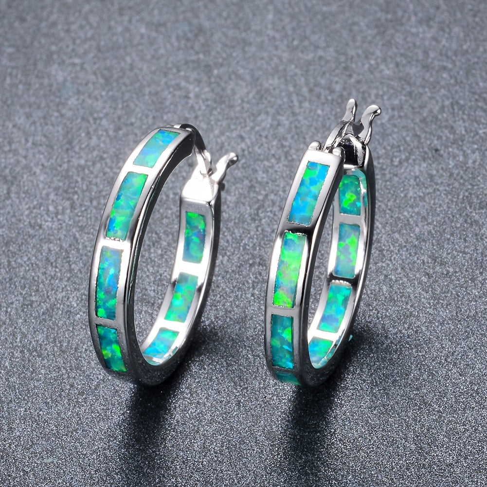 Timeless Boho Opal Hoop Earrings