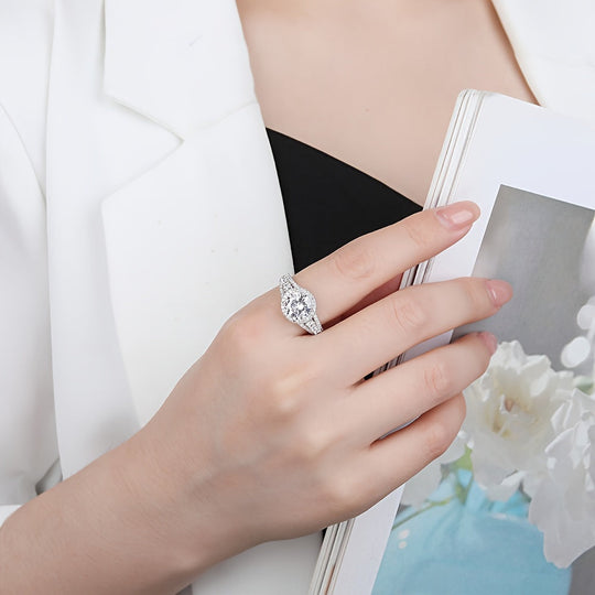 Elegant Blue Moissanite Ring
