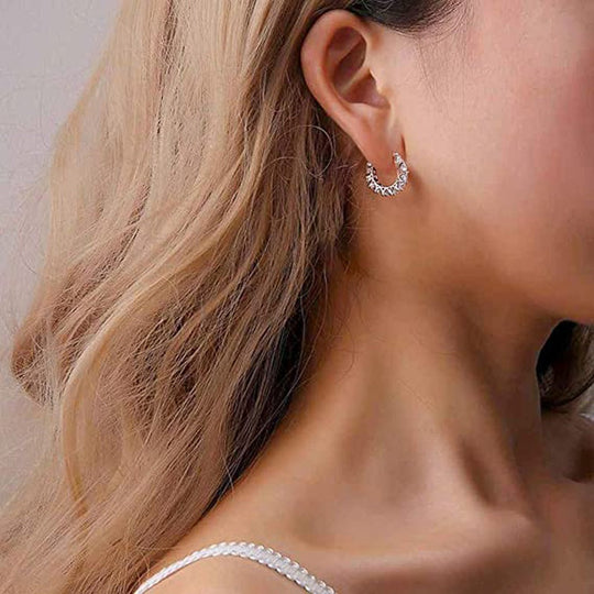 Stylish Zirconia Hoop Earrings