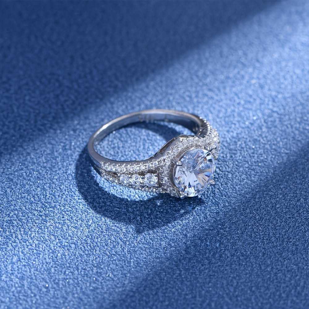 Elegant Blue Moissanite Ring