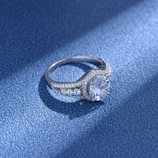 Elegant Blue Moissanite Ring