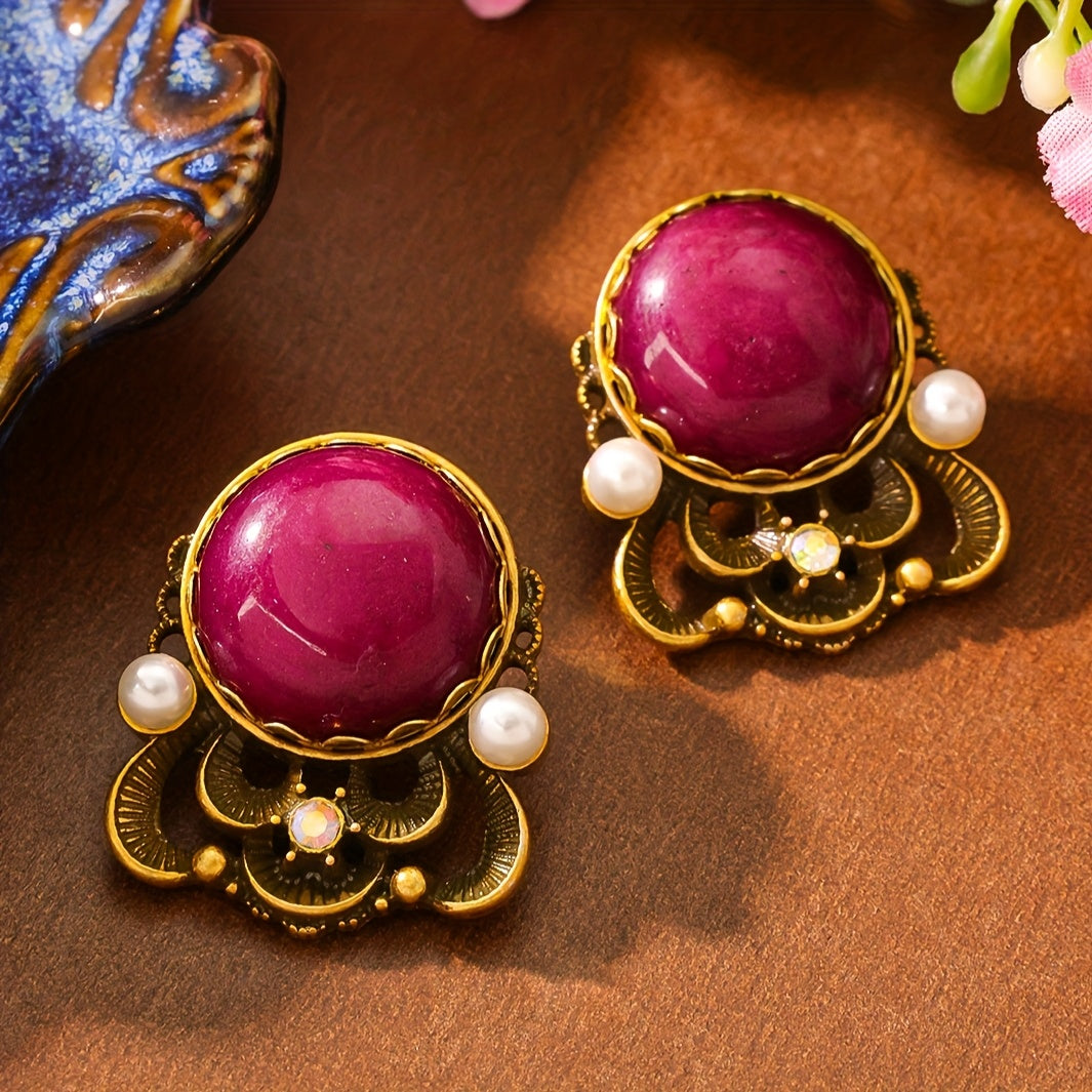 Classic Natural Gemstone Stud Earrings
