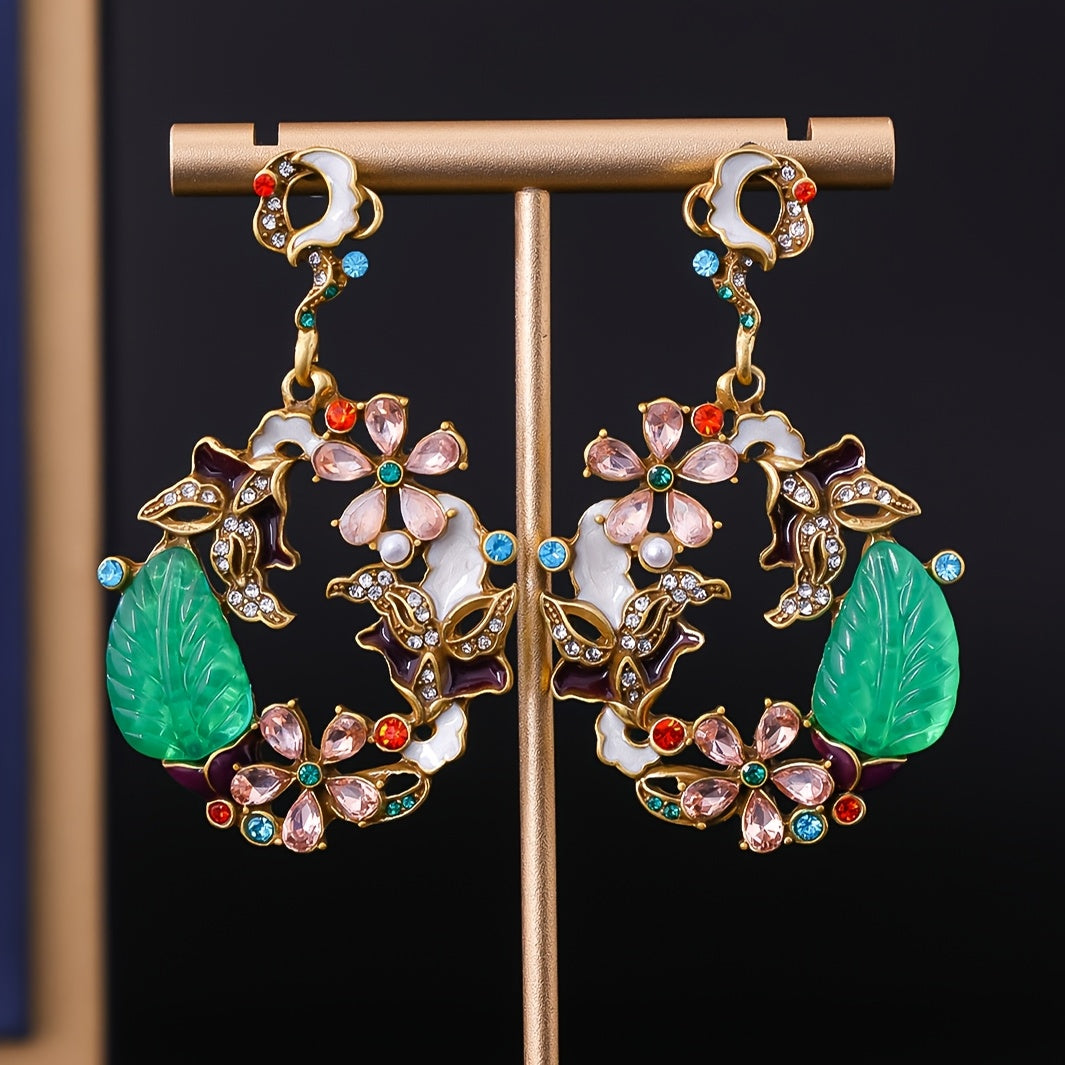 Elegant Stylish Floral Enamel Drop Earrings