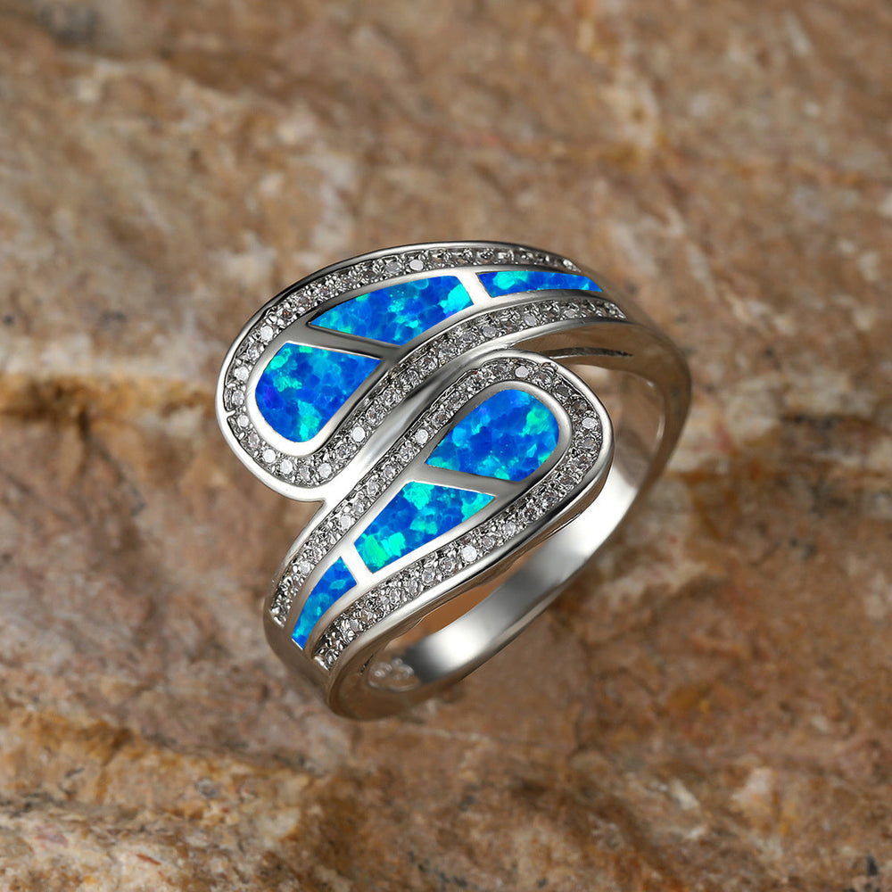 Blue Opal Stylish Wrap Ring