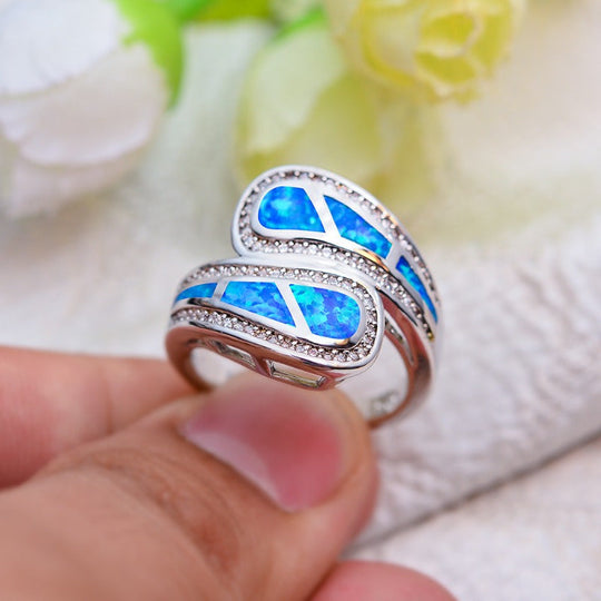 Blue Opal Stylish Wrap Ring