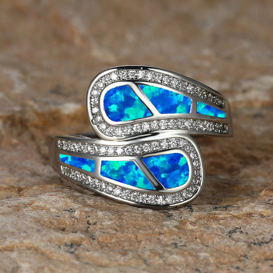 Blue Opal Stylish Wrap Ring