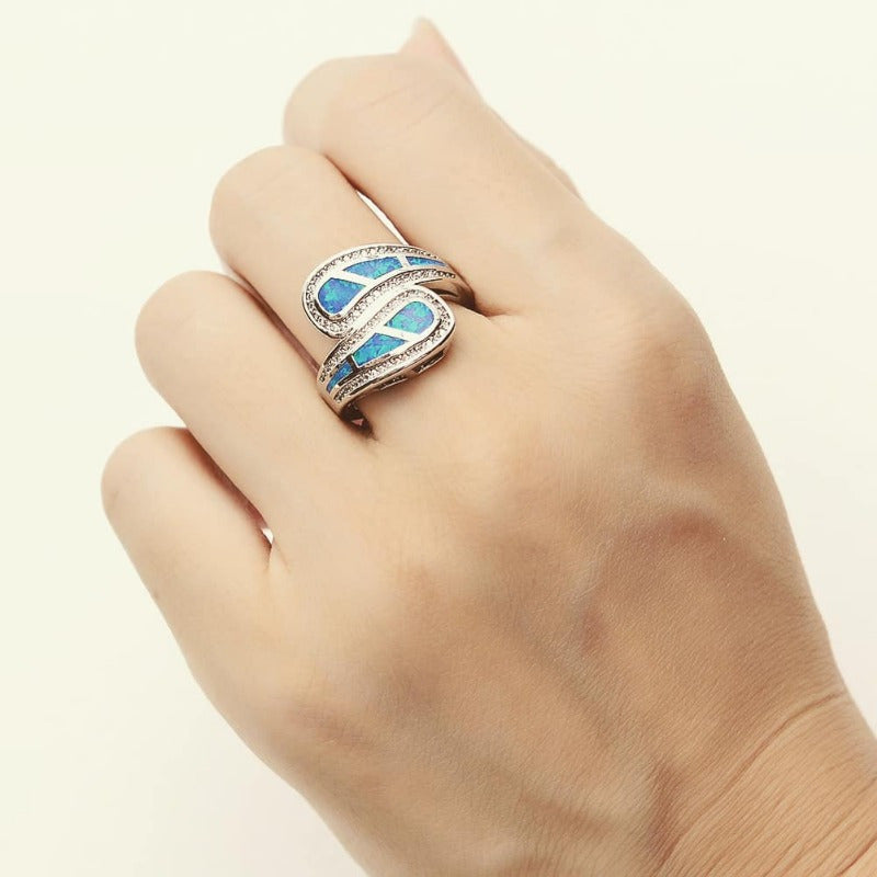 Blue Opal Stylish Wrap Ring