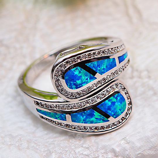 Blue Opal Stylish Wrap Ring