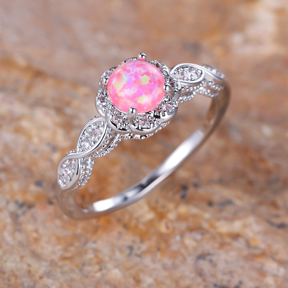 Elegant Pink Opal Promise Ring