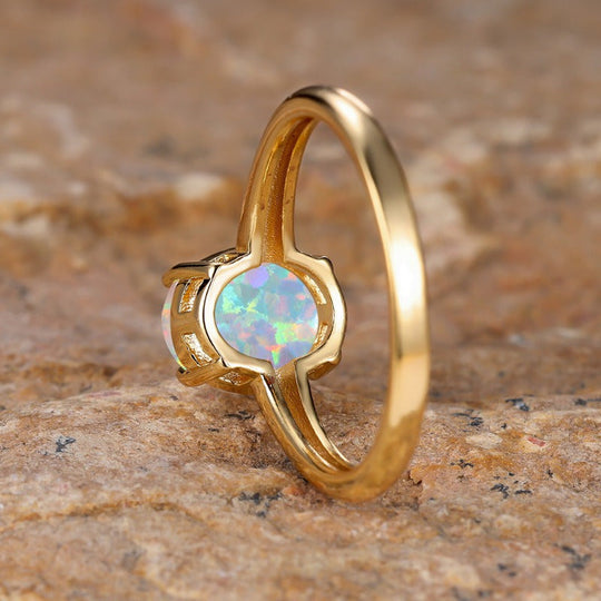 Stylish-Inspired Oval White Opal Ring