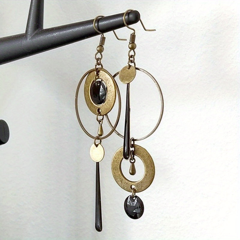 Modern Geometric Circle Dangle Earrings
