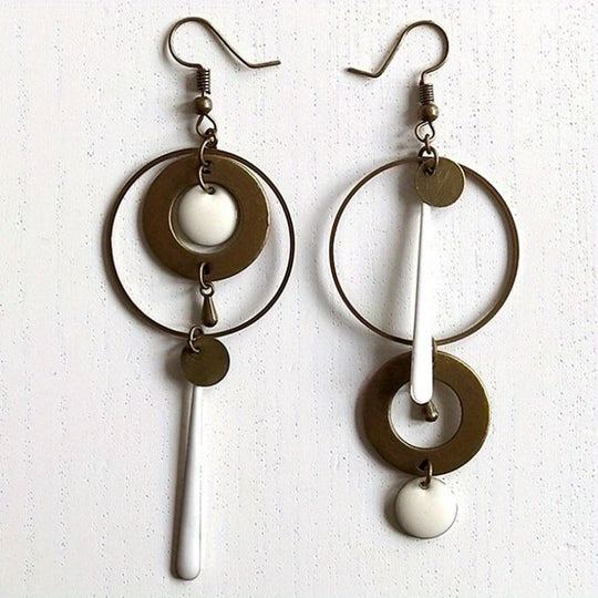 Modern Geometric Circle Dangle Earrings