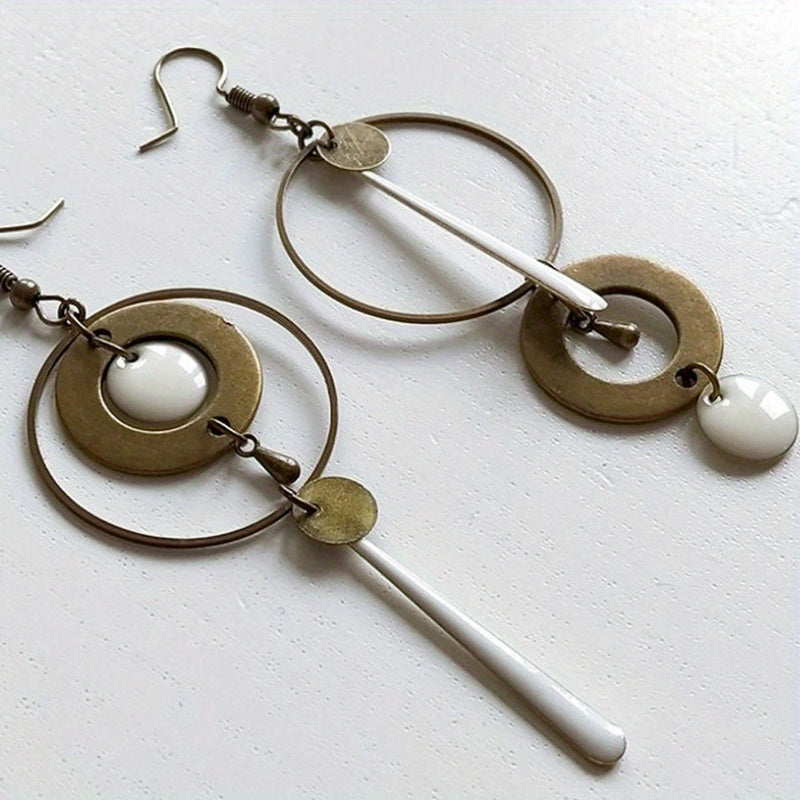 Modern Geometric Circle Dangle Earrings