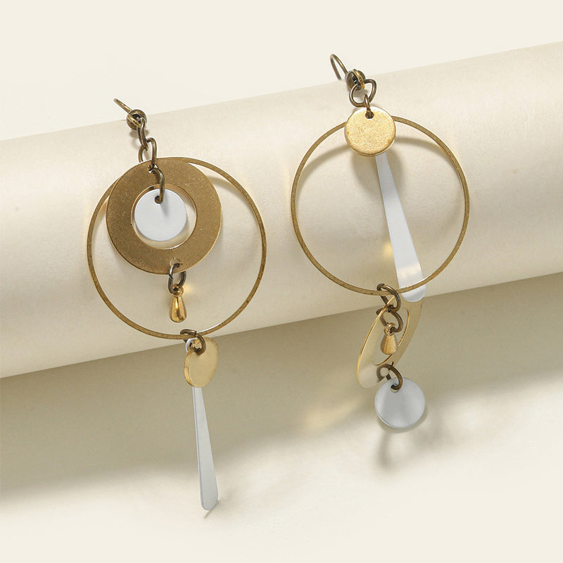 Modern Geometric Circle Dangle Earrings
