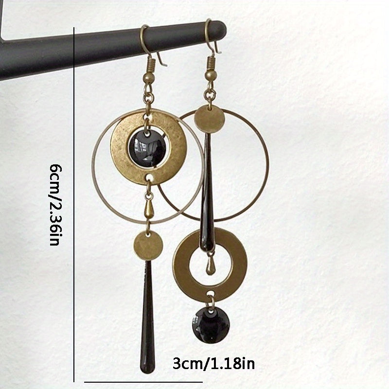 Modern Geometric Circle Dangle Earrings