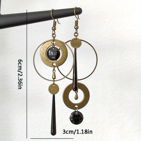 Modern Geometric Circle Dangle Earrings