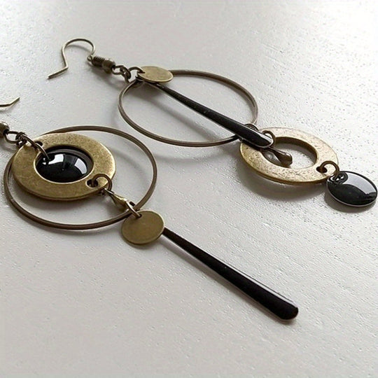 Modern Geometric Circle Dangle Earrings