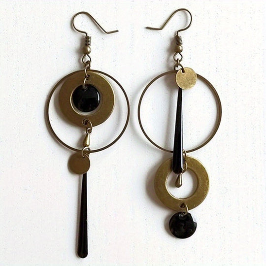 Modern Geometric Circle Dangle Earrings