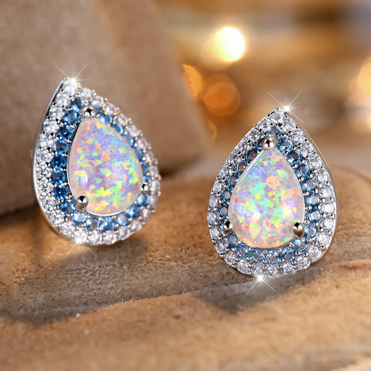 Water Drop Synthetic Opal Earrings