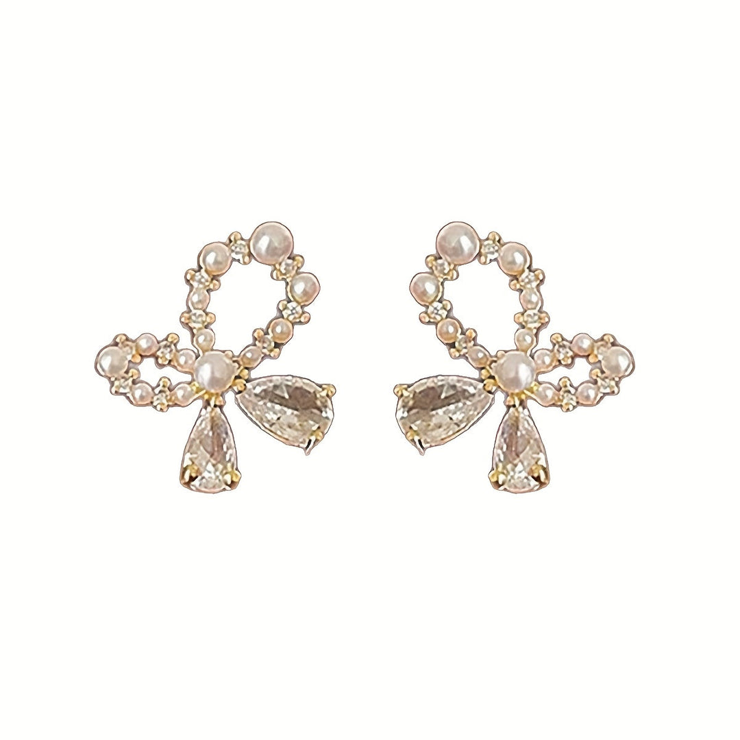 French Bow Design Glass Inlaid Earrings